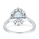Floral Oval Vintage Engagement Ring Cubic Zirconia 925 Sterling Silver