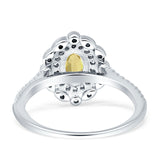 Floral Oval Vintage Engagement Ring Cubic Zirconia 925 Sterling Silver