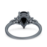 Vintage Teardrop Pear Engagement Ring Simulated Cubic Zirconia 925 Sterling Silver