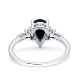 Vintage Teardrop Pear Engagement Ring Simulated Cubic Zirconia 925 Sterling Silver