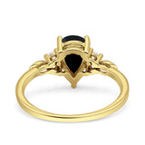 Vintage Teardrop Pear Engagement Ring Simulated Cubic Zirconia 925 Sterling Silver