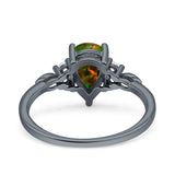 Vintage Teardrop Pear Engagement Ring Simulated Cubic Zirconia 925 Sterling Silver