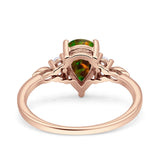 Vintage Teardrop Pear Engagement Ring Simulated Cubic Zirconia 925 Sterling Silver