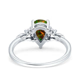 Vintage Teardrop Pear Engagement Ring Simulated Cubic Zirconia 925 Sterling Silver