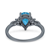 Vintage Teardrop Pear Engagement Ring Simulated Cubic Zirconia 925 Sterling Silver