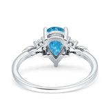 Vintage Teardrop Pear Engagement Ring Simulated Cubic Zirconia 925 Sterling Silver