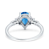 Vintage Teardrop Pear Engagement Ring Simulated Cubic Zirconia 925 Sterling Silver