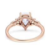 Vintage Teardrop Pear Engagement Ring Simulated Cubic Zirconia 925 Sterling Silver