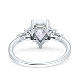 Vintage Teardrop Pear Engagement Ring Simulated Cubic Zirconia 925 Sterling Silver