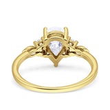 Vintage Teardrop Pear Engagement Ring Simulated Cubic Zirconia 925 Sterling Silver