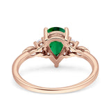 Vintage Teardrop Pear Engagement Ring Simulated Cubic Zirconia 925 Sterling Silver