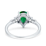 Vintage Teardrop Pear Engagement Ring Simulated Cubic Zirconia 925 Sterling Silver