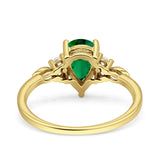 Vintage Teardrop Pear Engagement Ring Simulated Cubic Zirconia 925 Sterling Silver