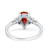 Vintage Teardrop Pear Engagement Ring Simulated Cubic Zirconia 925 Sterling Silver