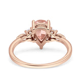 Vintage Teardrop Pear Engagement Ring Simulated Cubic Zirconia 925 Sterling Silver