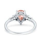 Vintage Teardrop Pear Engagement Ring Simulated Cubic Zirconia 925 Sterling Silver