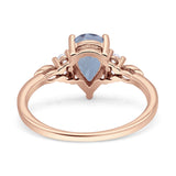 Art Deco Teardrop Pear Natural Aquamarine Vintage Engagement Ring
