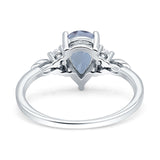 Art Deco Teardrop Pear Natural Aquamarine Vintage Engagement Ring