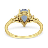 Art Deco Teardrop Pear Natural Aquamarine Vintage Engagement Ring