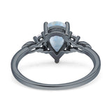 Art Deco Teardrop Pear Natural Moonstone Vintage Engagement Ring