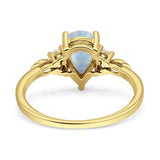 Art Deco Teardrop Pear Natural Moonstone Vintage Engagement Ring