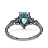 Vintage Teardrop Pear Engagement Ring Simulated Cubic Zirconia 925 Sterling Silver