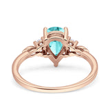 Vintage Teardrop Pear Engagement Ring Simulated Cubic Zirconia 925 Sterling Silver