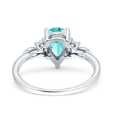 Vintage Teardrop Pear Engagement Ring Simulated Cubic Zirconia 925 Sterling Silver