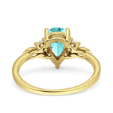 Vintage Teardrop Pear Engagement Ring Simulated Cubic Zirconia 925 Sterling Silver