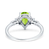 Vintage Teardrop Pear Engagement Ring Simulated Cubic Zirconia 925 Sterling Silver