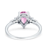 Vintage Teardrop Pear Engagement Ring Simulated Cubic Zirconia 925 Sterling Silver