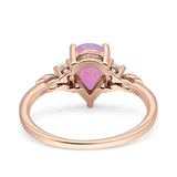 Vintage Teardrop Pear Engagement Ring Simulated Cubic Zirconia 925 Sterling Silver