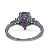 Vintage Teardrop Pear Engagement Ring Simulated Cubic Zirconia 925 Sterling Silver