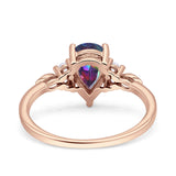 Vintage Teardrop Pear Engagement Ring Simulated Cubic Zirconia 925 Sterling Silver