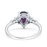 Vintage Teardrop Pear Engagement Ring Simulated Cubic Zirconia 925 Sterling Silver