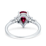 Vintage Teardrop Pear Engagement Ring Simulated Cubic Zirconia 925 Sterling Silver