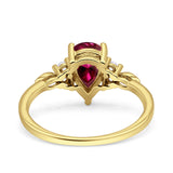 Vintage Teardrop Pear Engagement Ring Simulated Cubic Zirconia 925 Sterling Silver