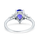 Vintage Teardrop Pear Engagement Ring Simulated Cubic Zirconia 925 Sterling Silver