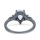 Vintage Teardrop Pear Engagement Ring Simulated Cubic Zirconia 925 Sterling Silver