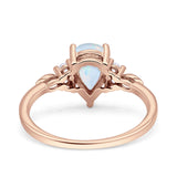 Vintage Teardrop Pear Engagement Ring Simulated Cubic Zirconia 925 Sterling Silver