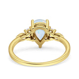 Vintage Teardrop Pear Engagement Ring Simulated Cubic Zirconia 925 Sterling Silver