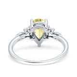 Vintage Teardrop Pear Engagement Ring Simulated Cubic Zirconia 925 Sterling Silver