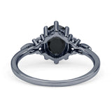 Oval Art Deco Engagement Ring Cubic Zirconia 925 Sterling Silver