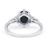 Oval Art Deco Engagement Ring Cubic Zirconia 925 Sterling Silver