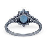 Antique Style Oval Lab Alexandrite Art Deco Engagement Ring