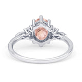 Oval Art Deco Engagement Ring Cubic Zirconia 925 Sterling Silver