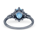 Antique Style Oval Natural Aquamarine Art Deco Engagement Ring