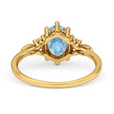 Antique Style Oval Natural Aquamarine Art Deco Engagement Ring