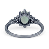 Antique Style Oval Natural Green Amethyst Art Deco Engagement Ring