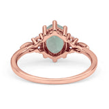 Antique Style Oval Natural Green Amethyst Art Deco Engagement Ring